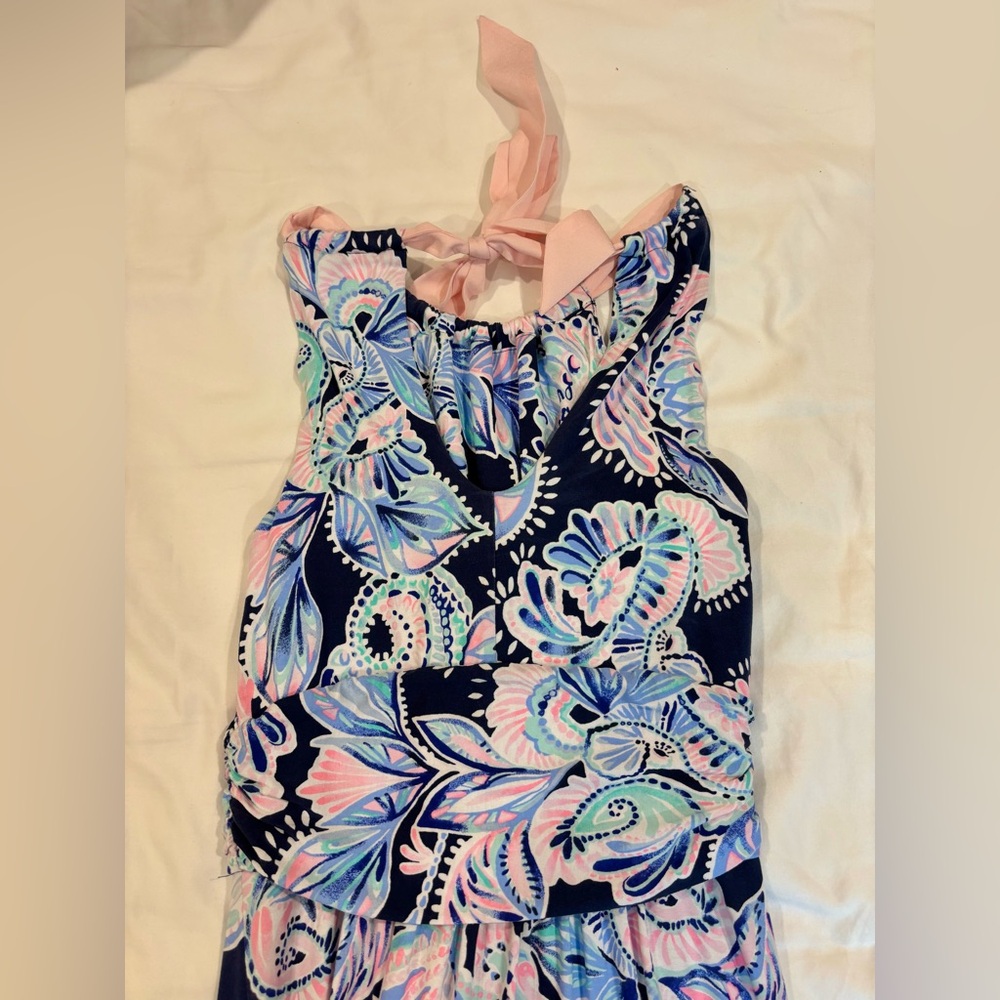 Lilly Pulitzer Martina Maxi Dress High Tide Navy Holy Flockamolie Size XS